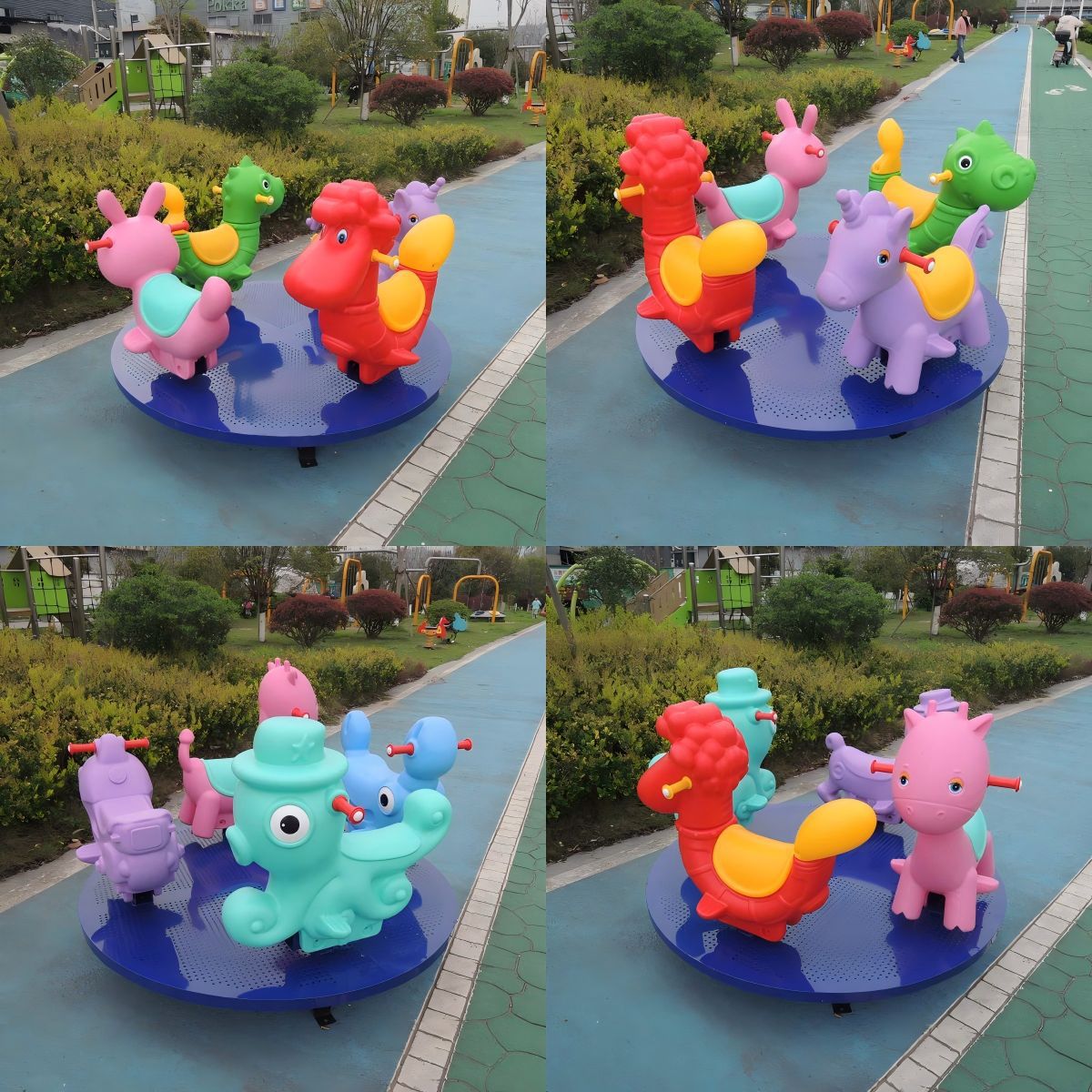 Kindergarten Four-Person Swivel Chair Outdoor Playground Park Community Small Cartoon Multi-Person Rotating Children's Rotating Equipment