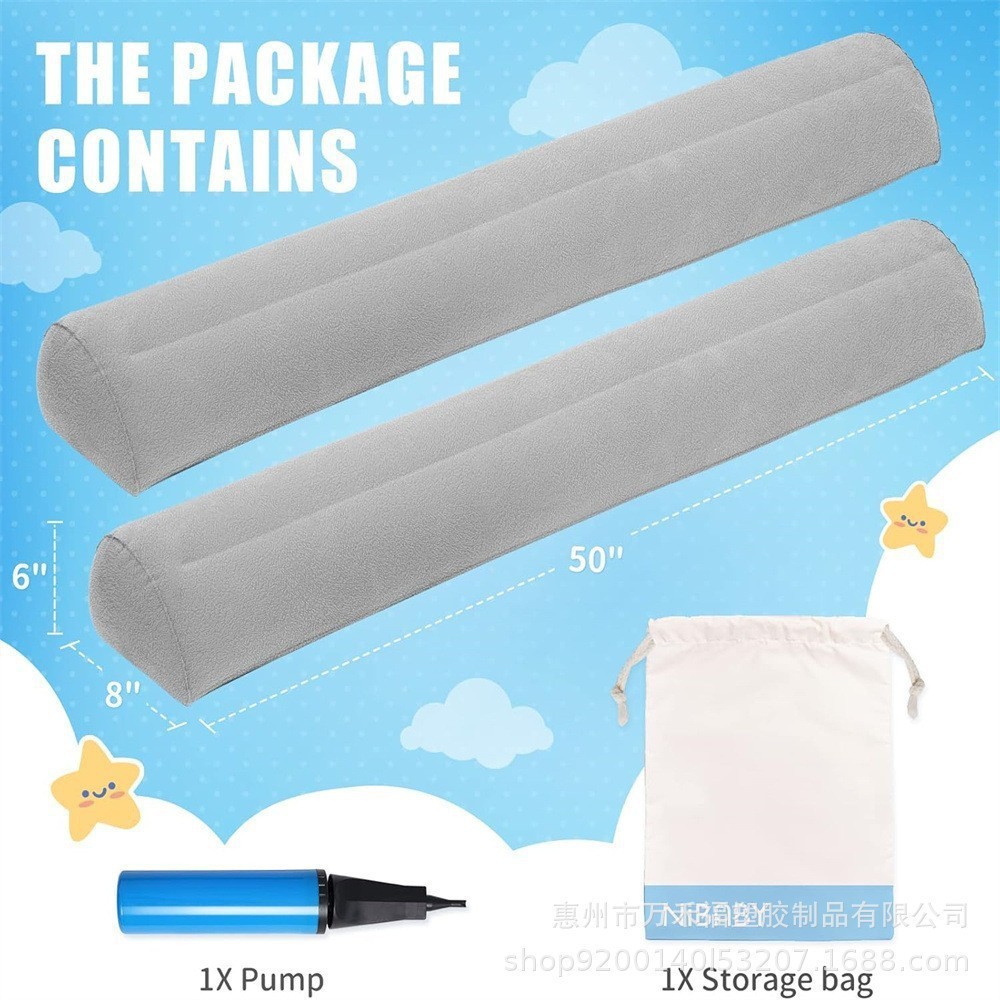 In-Stock Inflatable Children's Rest Guardrail Bed Flocking Inflatable Pvc Infant Anti-Fall Bed Rail Safety Non-Slip Bed Rail
