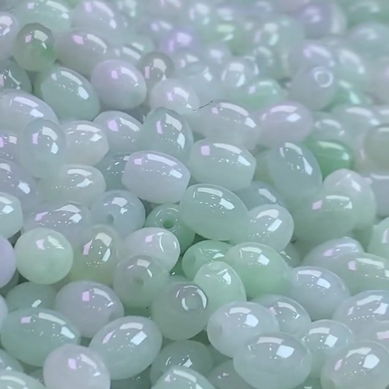 Wholesale Natural Burmese Jade A-Grade Unisex Barrel Beads Jade Beads Jewelry