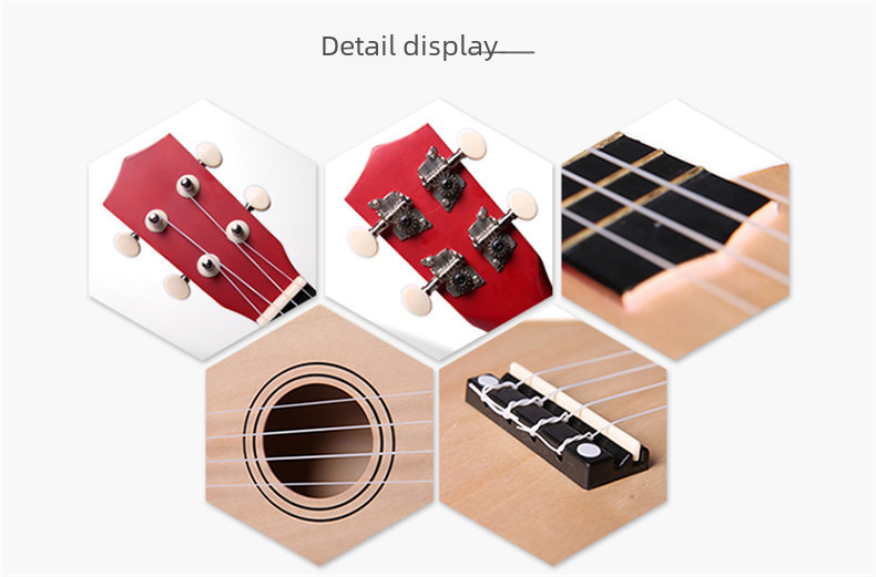 Cross-Border Export 21inch 23inch Beginner's Entry-Level All-Wooden Colorful Ukulele Wholesale Four-String Small Guitar