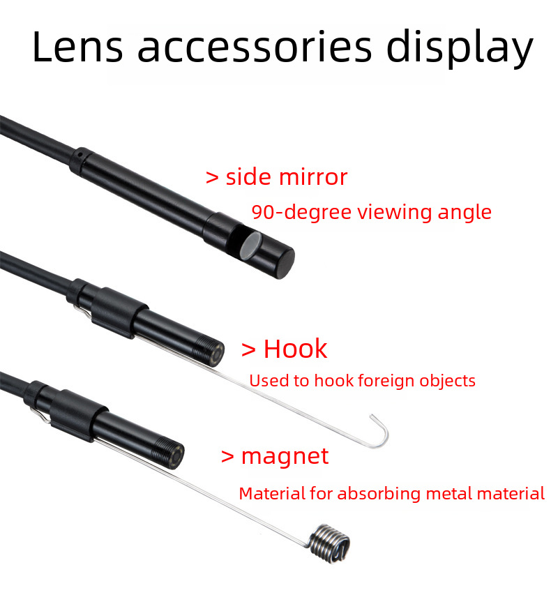 Three-in-one HD mobile phone endoscope industrial pipeline dredge underwater camera waterproof car repair probe