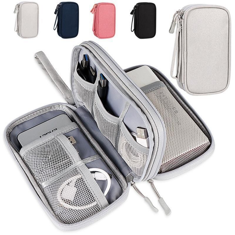 in stock Data Cable Bag Storage Bag Earphone Bag Charger Mobile Phone Bag Clutch Bag U Disk Multifunctional Storage Bag