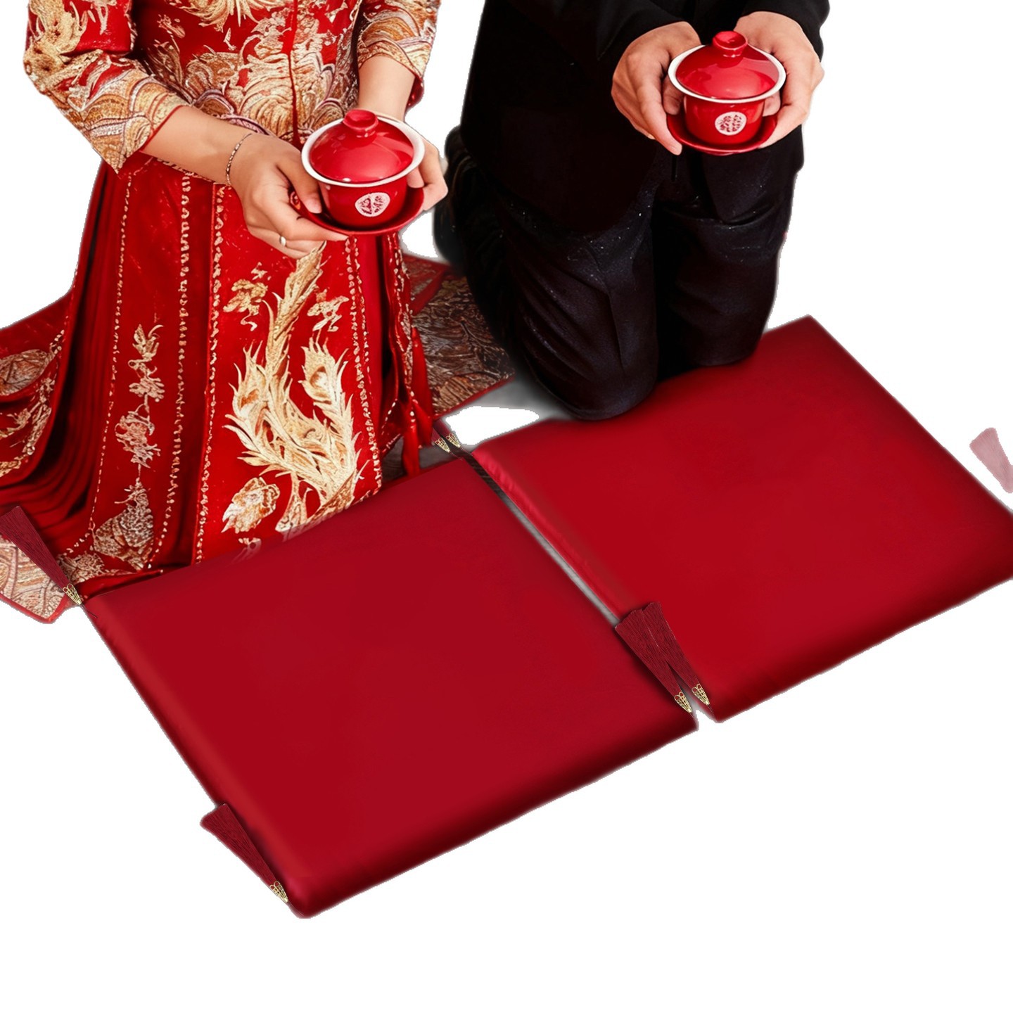Wedding Supplies: a Pair of Kneeling Cushions for the Bride to Serve Tea, Thickeneded Bowing and Changing Words, Wedding Red Wedding Sitting Mats