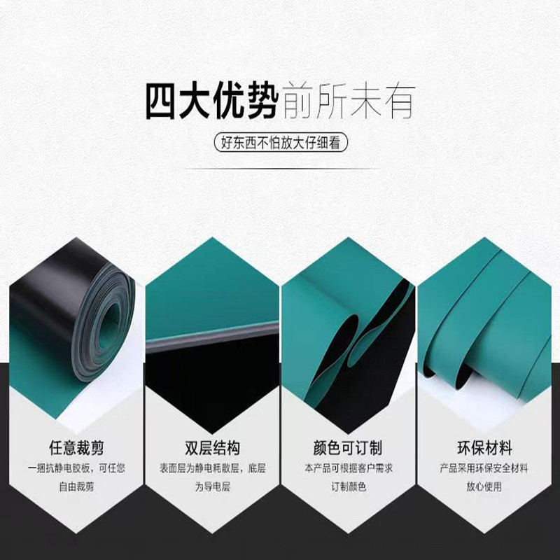 Green Anti-Static Desk Mat, Pvc Material, High Temperature Resistance, Environmentally Friendly, Odorless, Radiation-Proof and Flame-Retardant Rubber Sheet