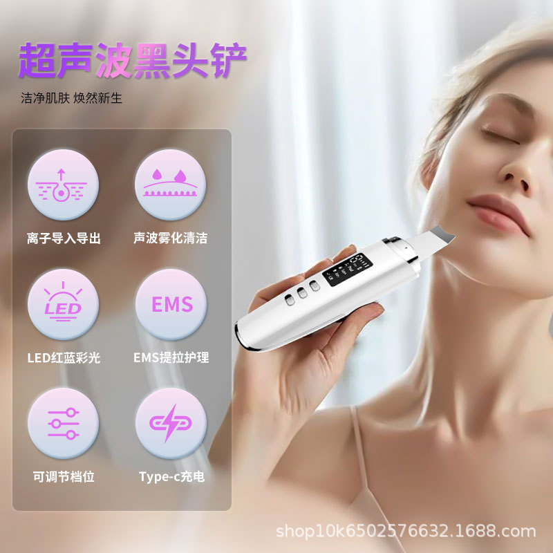 C6 New Ultrasonic Leather Shovel EMS Positive and Negative Ion Blackhead Export Mask Import Pull Tightening V-Face Cleaning