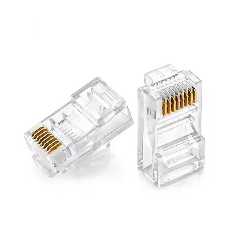 Through-Hole Category 5E 6 Network Crystal Head Cat6 Category 6 Perforated Through-Hole Crystal Head Gold-Plated Copper Sheet Wholesale
