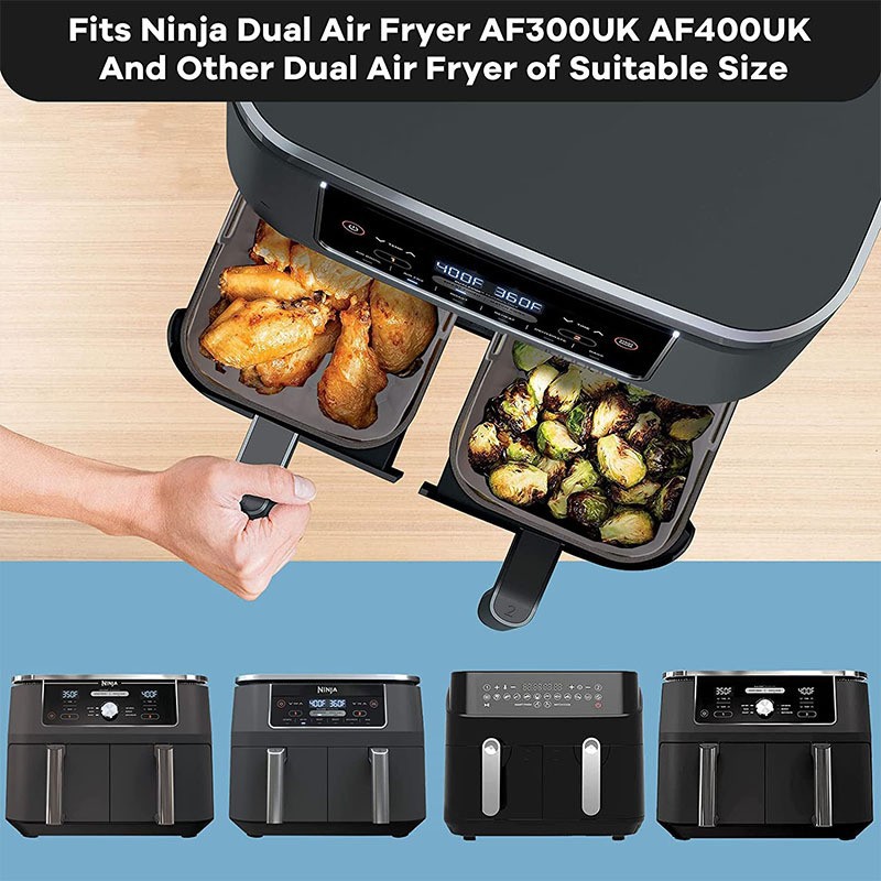 New Rectangular Double Air Fryer Silicone Baking Pan Special Air Fryer Silicone Pad Cross-border Amazon