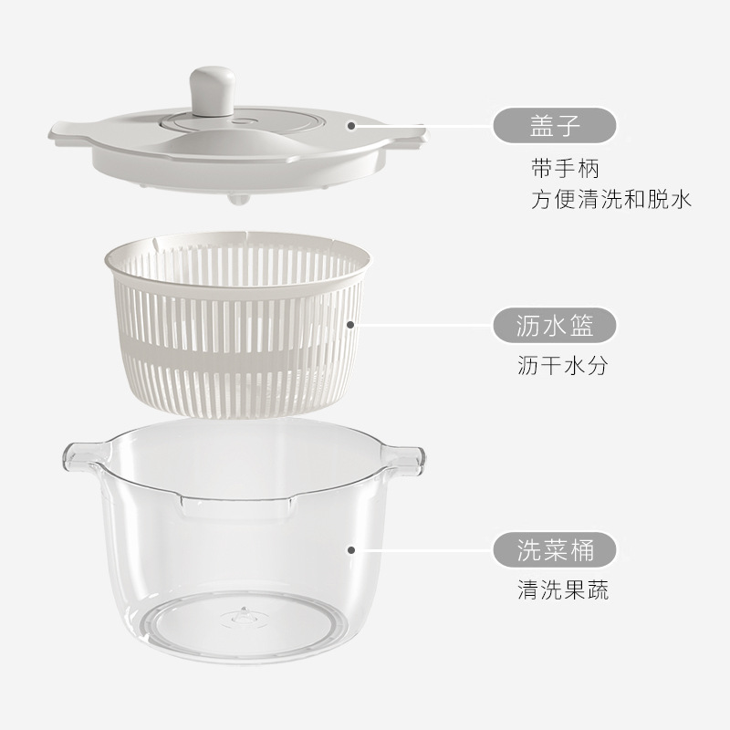 Large vegetable dehydrator household manual salad water basket kitchen drying machine fruit vegetable washing and draining artifact
