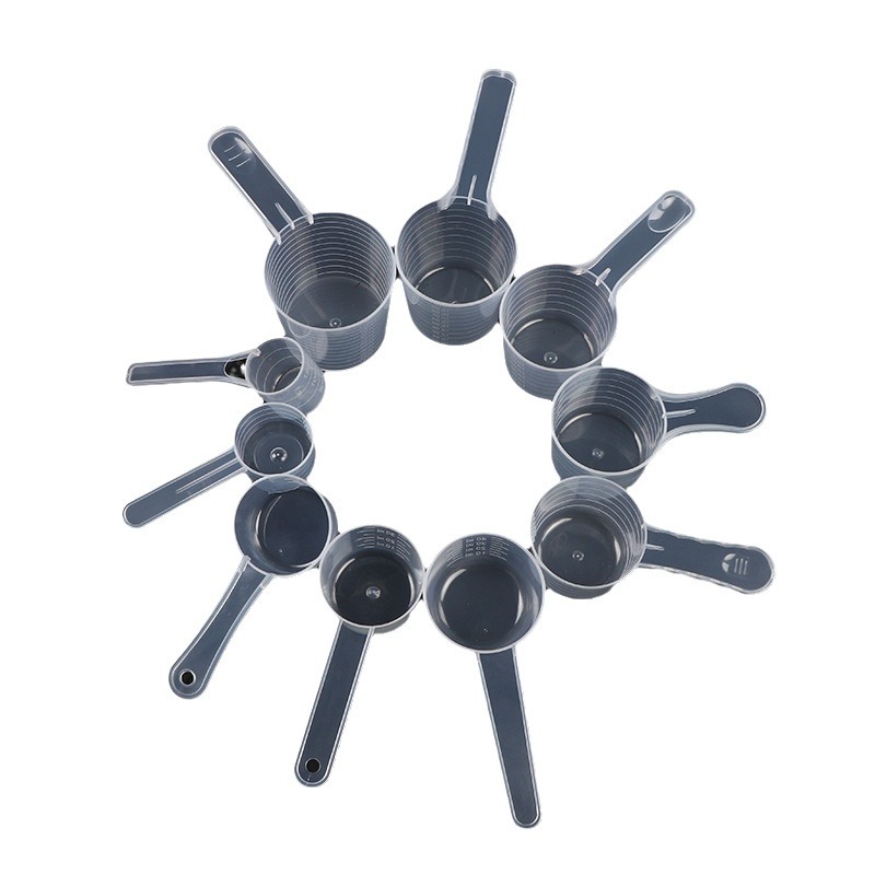 Food grade pp new solid dual-purpose plastic spoon protein powder high transparent scale spoon plastic measuring spoon direct supply