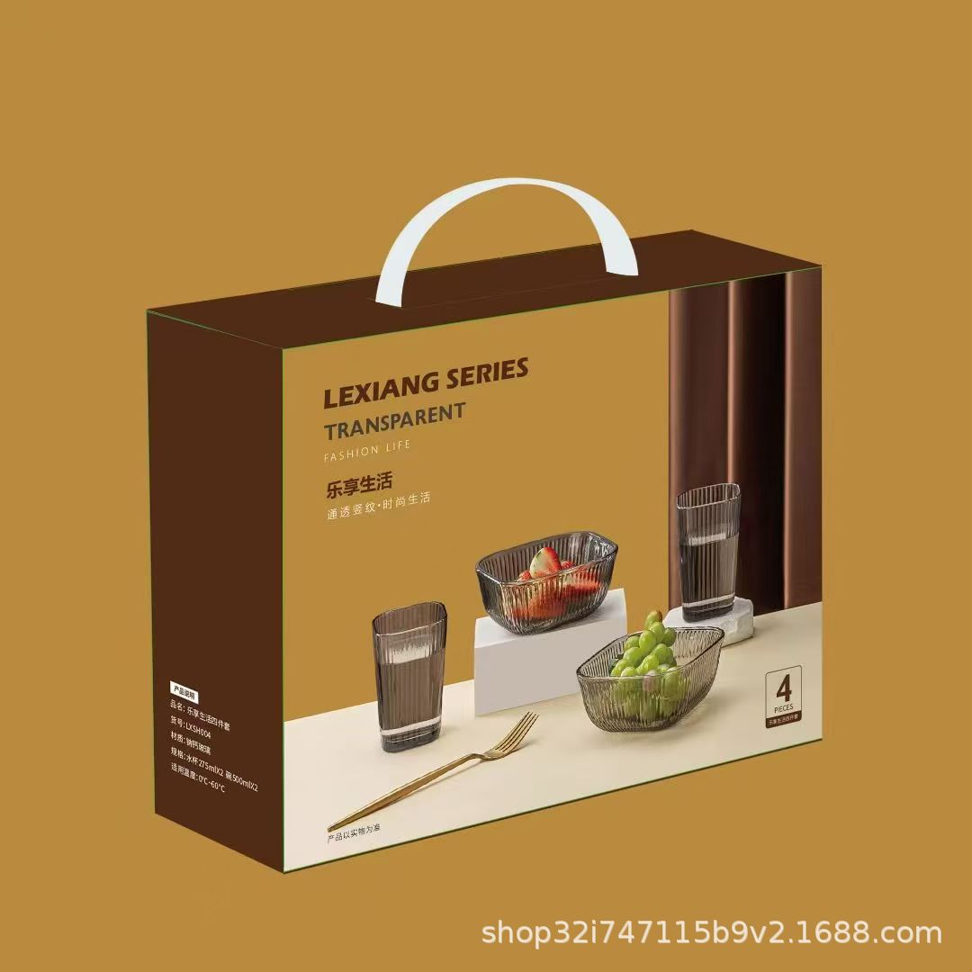 Store Opening Event Gifts Casual Gifts Smoke Gray Glass Bowl Set Salad Bowl Dessert Bowl Tableware