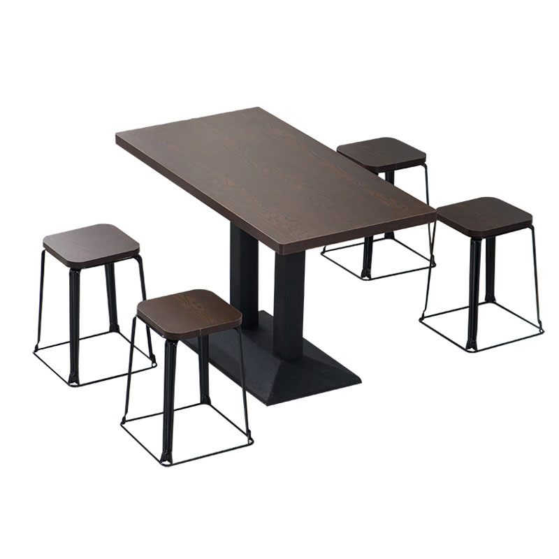 Restaurant Snack Bar Fast Food Table Commercial Noodle Shop Milk Tea Shop Restaurant Table and Chair Combination Simple Rectangular