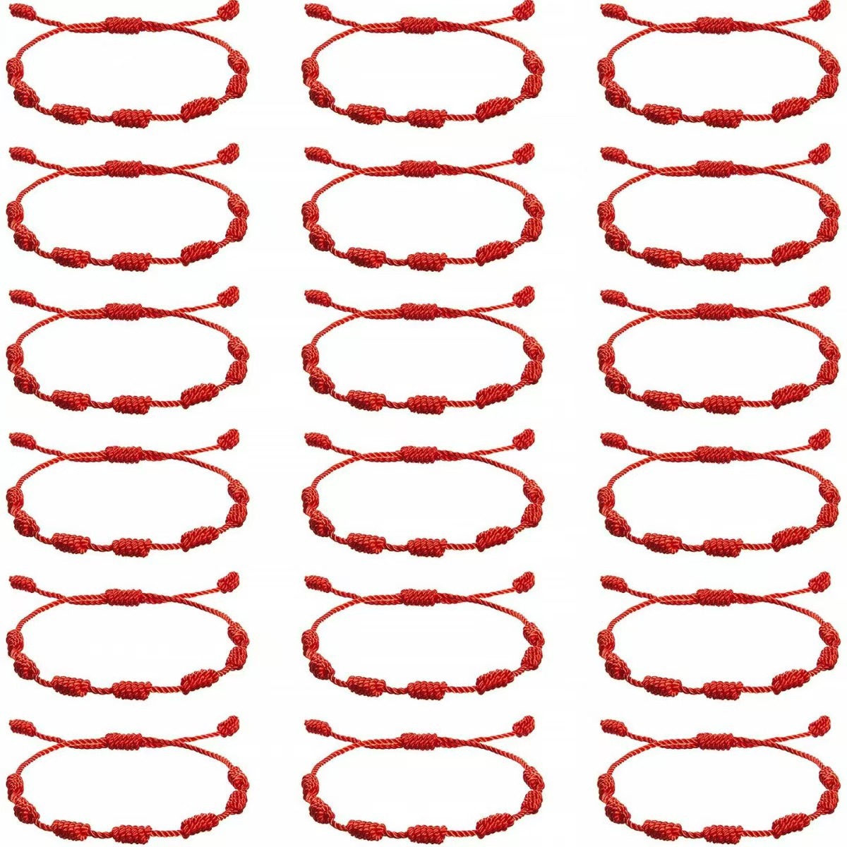 Cross-border Hot Sale New Blue Eyes Evil Eye Red Rope Woven Adjustable Lucky Red Rope Seven Knot Lucky Hand Rope