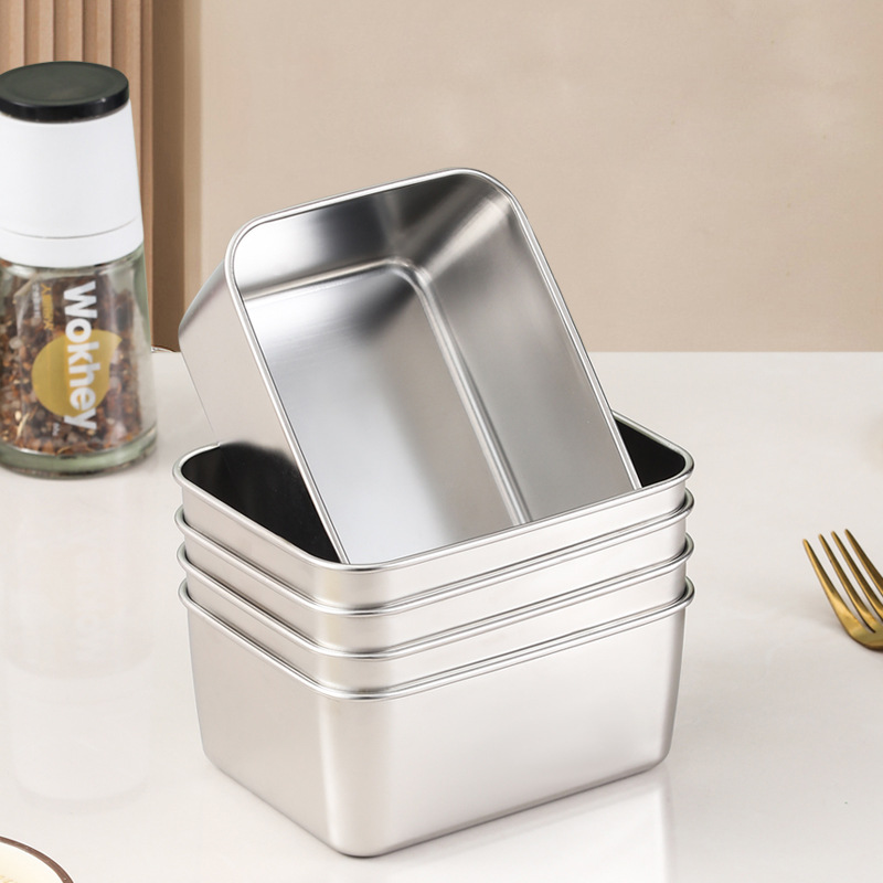 Stainless steel fresh-keeping box flavor box equipped with vegetable small material box sealed bento refrigerator food fruit lunch box square box