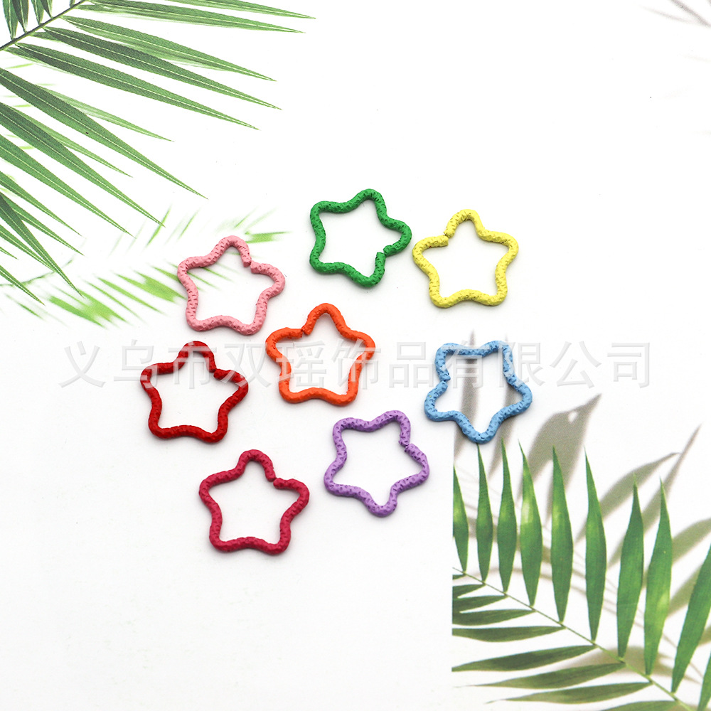 DIY jewelry embossed open ring key chain wreath five-pointed star love color accessories connecting ring paint
