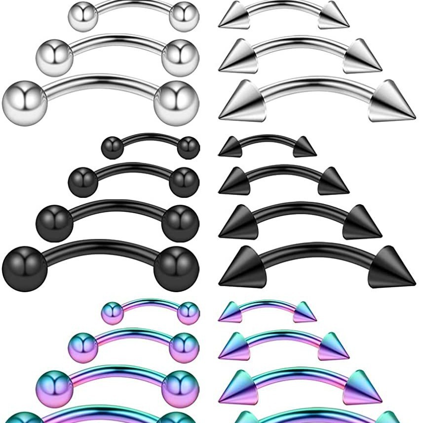 Stainless steel eyebrow nail lip nail European and American puncture jewelry multi-color multi-size titanium steel vacuum electroplating ear studs nose nail
