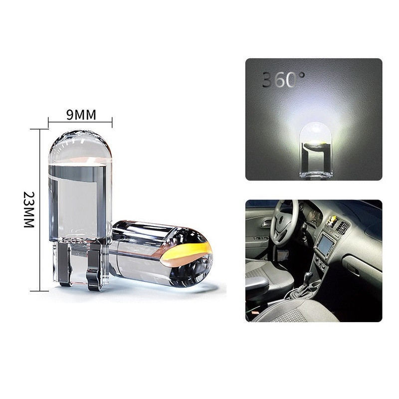 Car width indicator light T10 crystal transparent integrated LED car light COB highlight W5W license plate light reading light