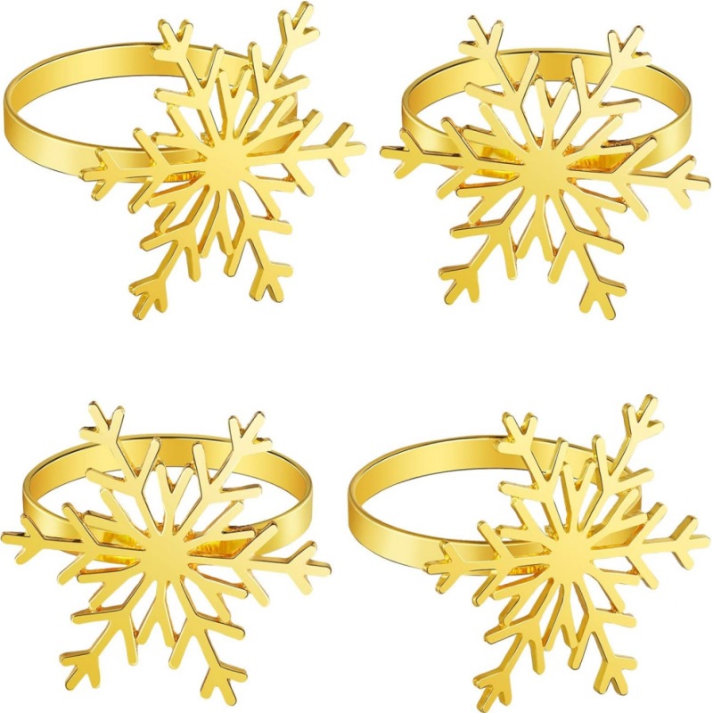 Cross-Border Christmas Snowflake Napkin Buckle Hotel Supplies Table Cloth Ring Holiday Party Table Decorations