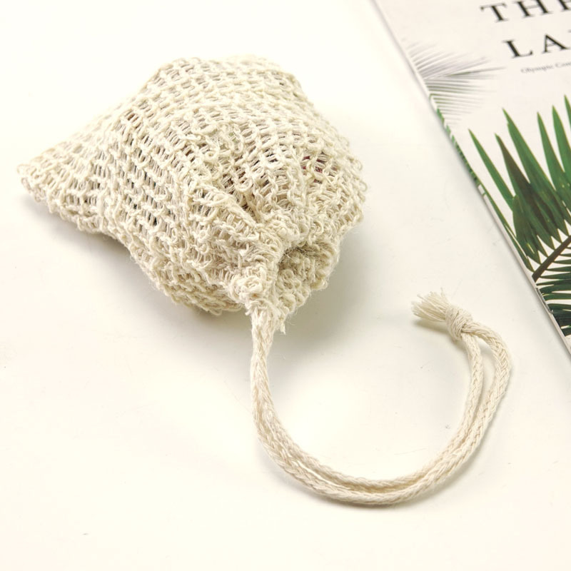 Handmade Cotton and Linen Foaming Mesh Soap Bag for Bathing and Scrubbing Soap Mesh That Can Be Hung with Drawstring Massage Soap Cotton and Linen Foaming Bag