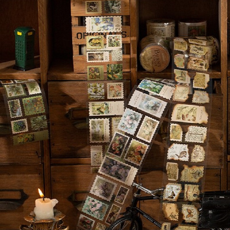 Retro Gold Stamp Tape Kidsren's Ledger Material Decoration Girl's Handmade DIY Postcard Sealing Sticker