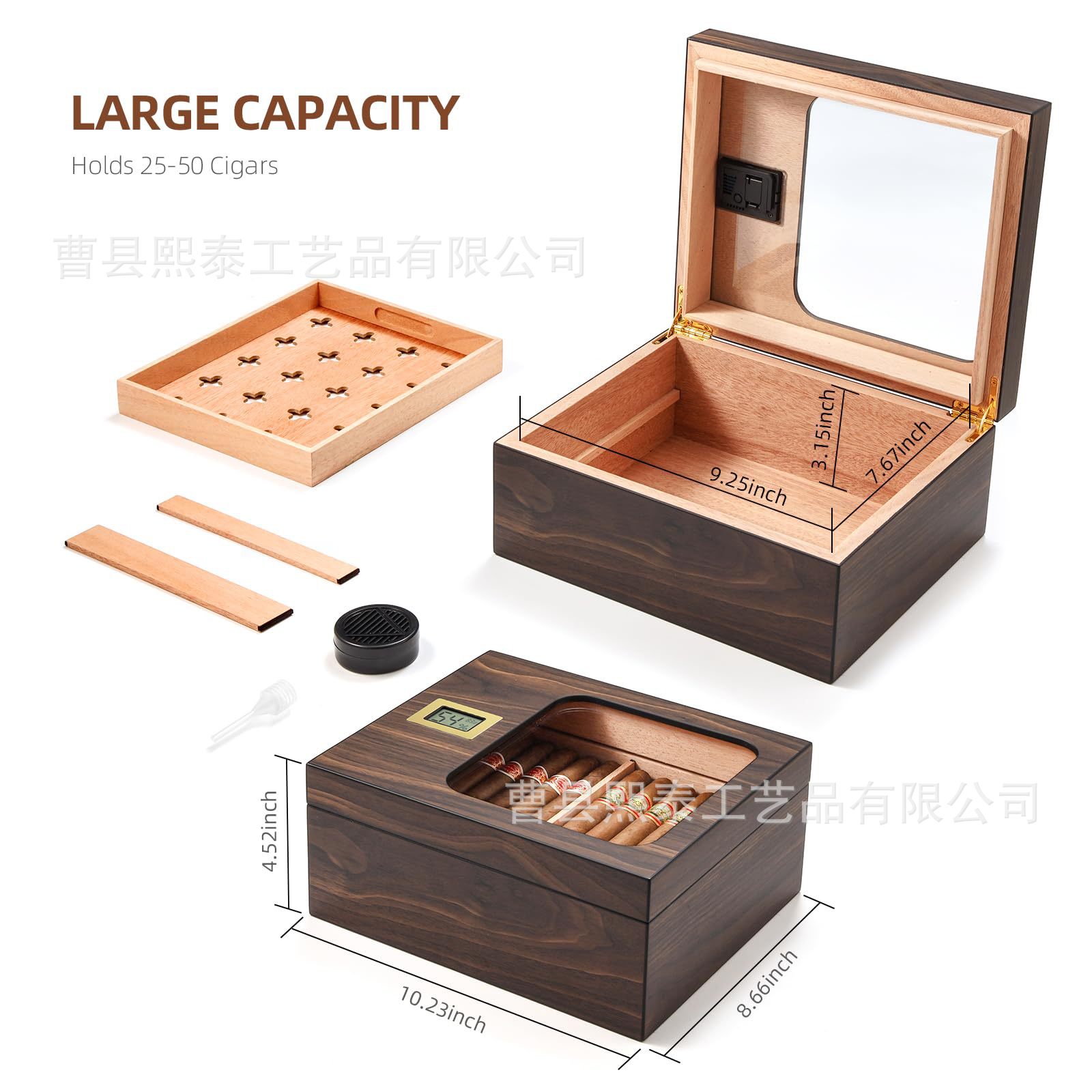 Wooden Cigar Box Cigar Moisturizing Box Transparent Cigar Storage Box Cigar Collection Box Direct Supply Factory