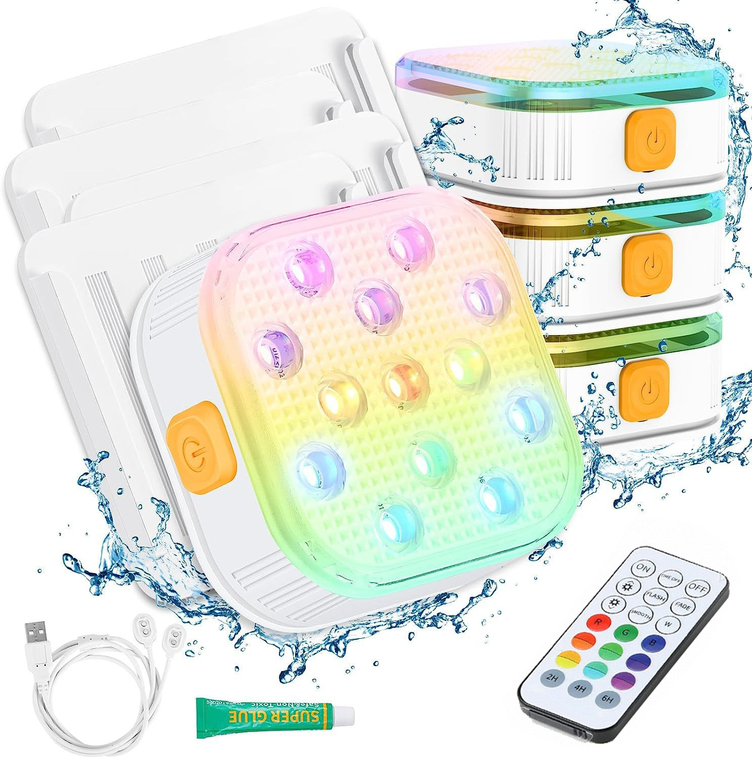 Amazon's New Cross-Border Hot Model Ip68 Snap-On Swimming Pool Light Diving Light Bathtub Led Light Bathtub Light Private Model