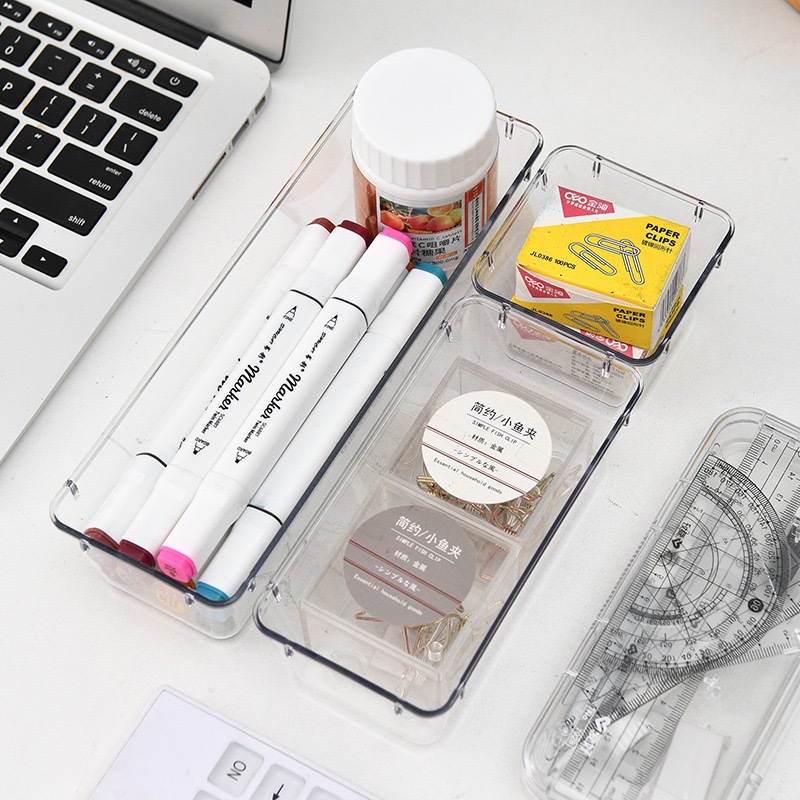 Прозрачная пластиковая коробка для хранения на столе, кухонное хранение, косметика, ювелирные изделия, гаджеты, косметическая коробка