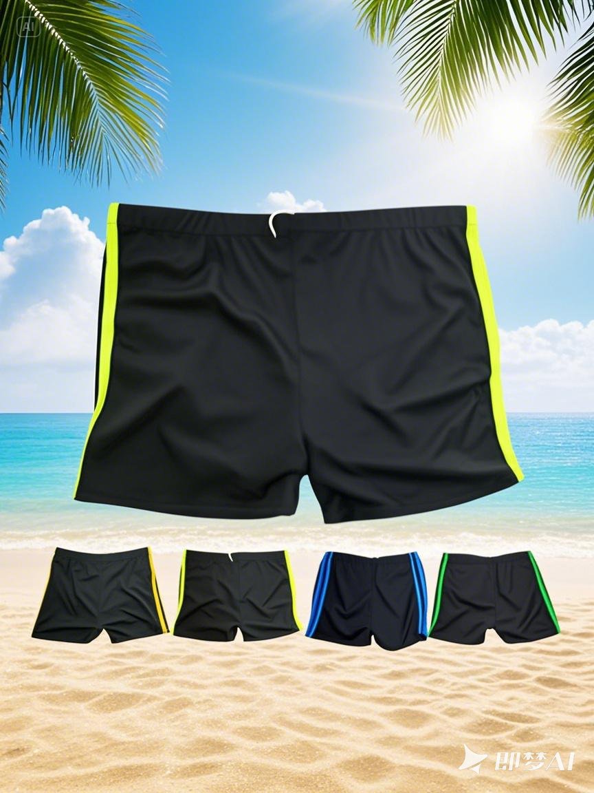 Factory direct disposable hot spring beach water park black boxer swimming trunks men's parallel bars pants fashion swimming trunks
