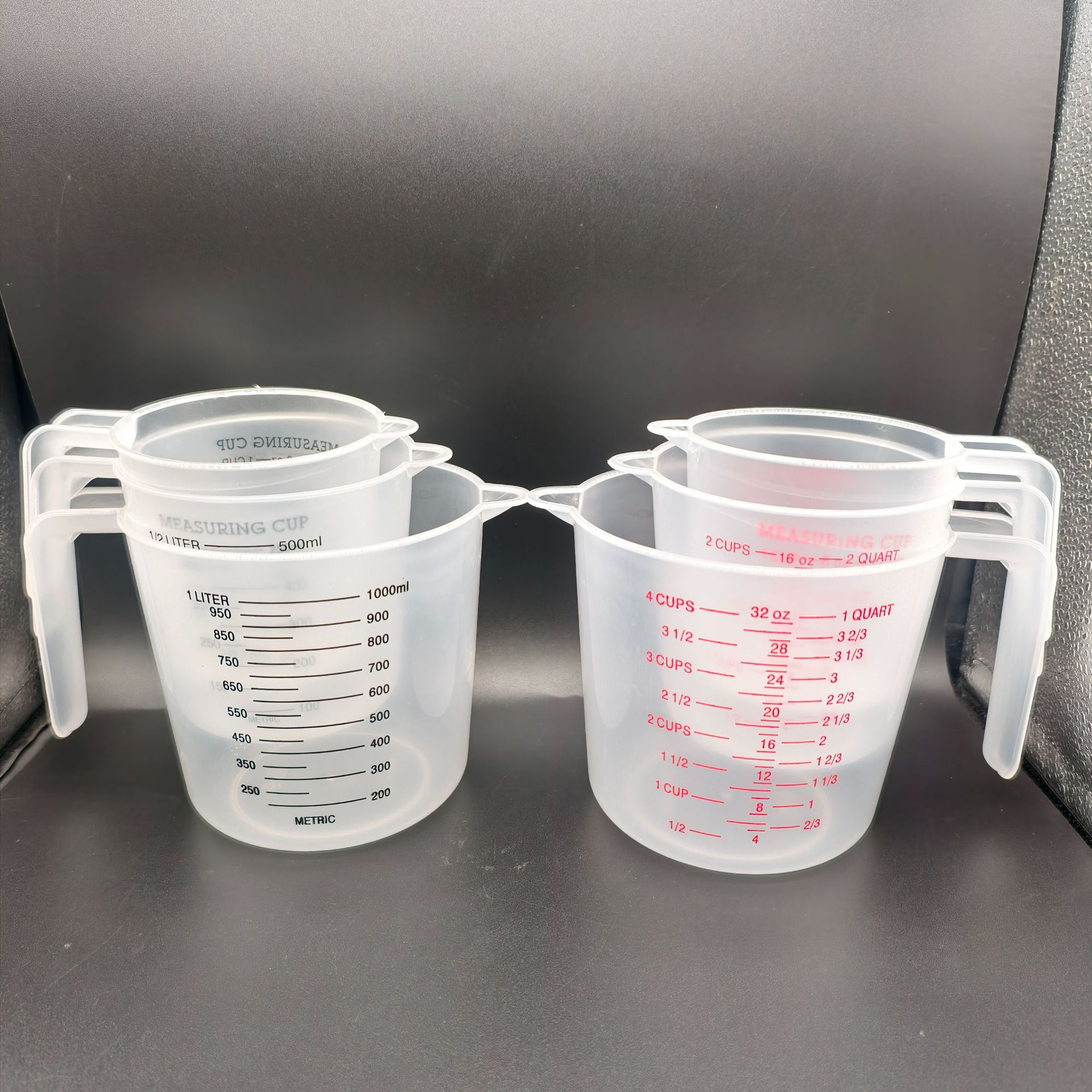 Foreign Trade Pp Three-Piece Measuring Cup Set 250ml Baking Measuring Cup 500ml Graduated Cup 1000ml Measuring Cup