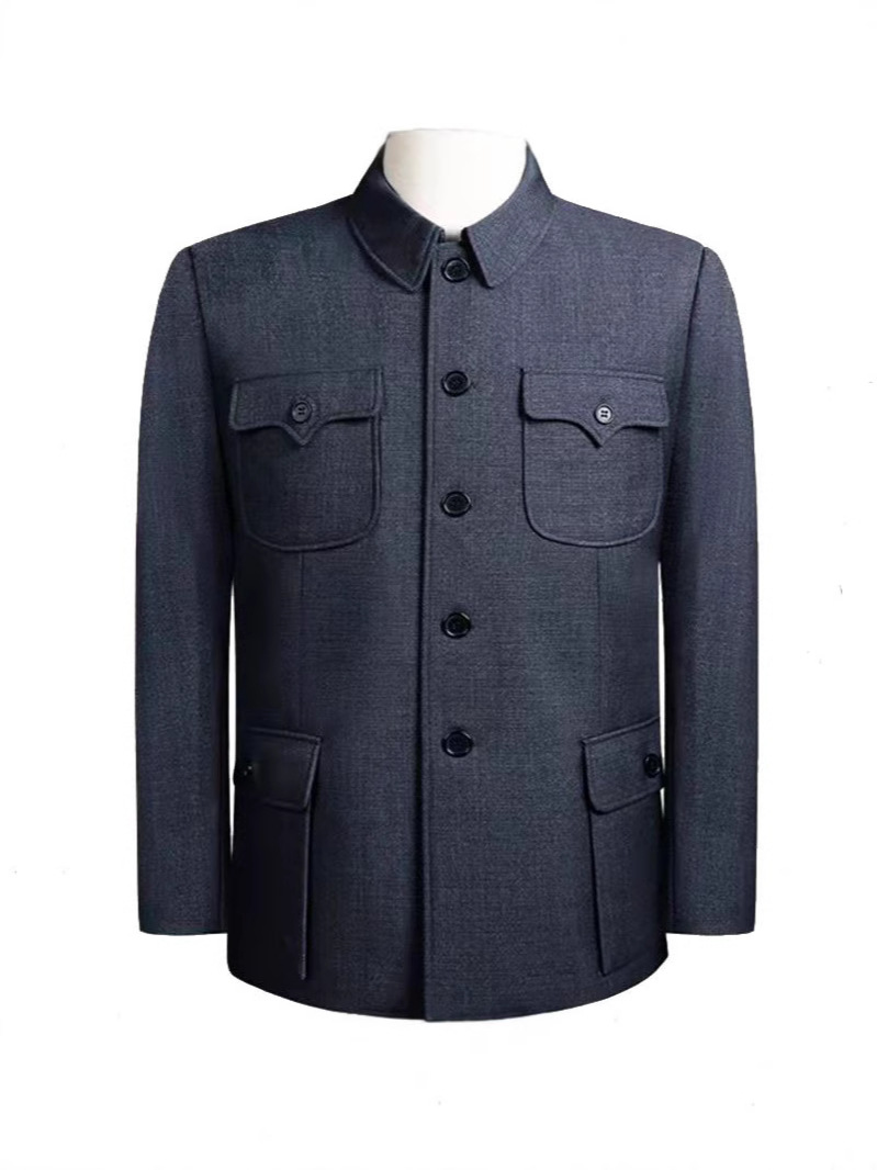 Spring and Autumn Zhongshan Suit Men's Middle-aged and Elderly Top Zhongshan Suit Old Man's Coat Old Man's Grandpa Suit Dad's Army Dry Suit