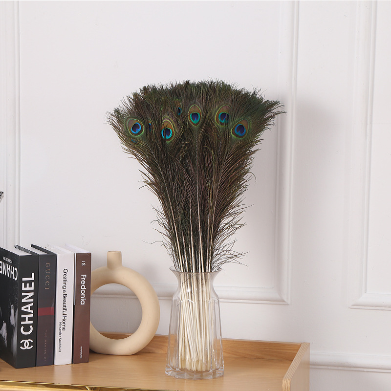 Cross border high quality natural peacock feather 25-120cm home decoration long feather vase flower arrangement decoration peacock feather
