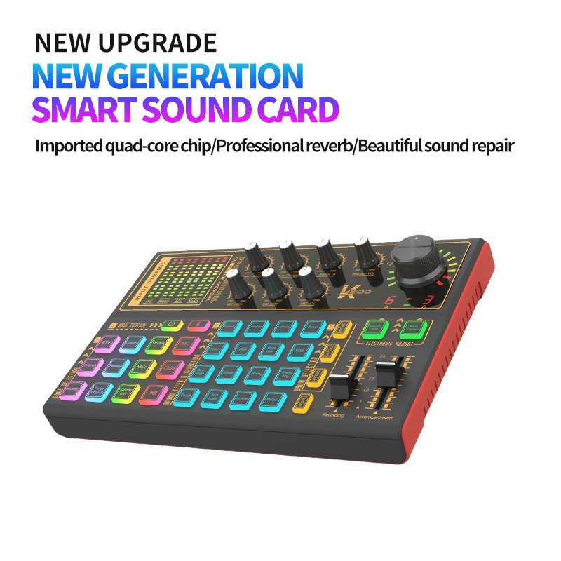 New Sk300 Multi-Function External Live Broadcast Sound Card Douyin Kuaishou Anchor Game Karaoke Chinese and English Version Cross-Border Export