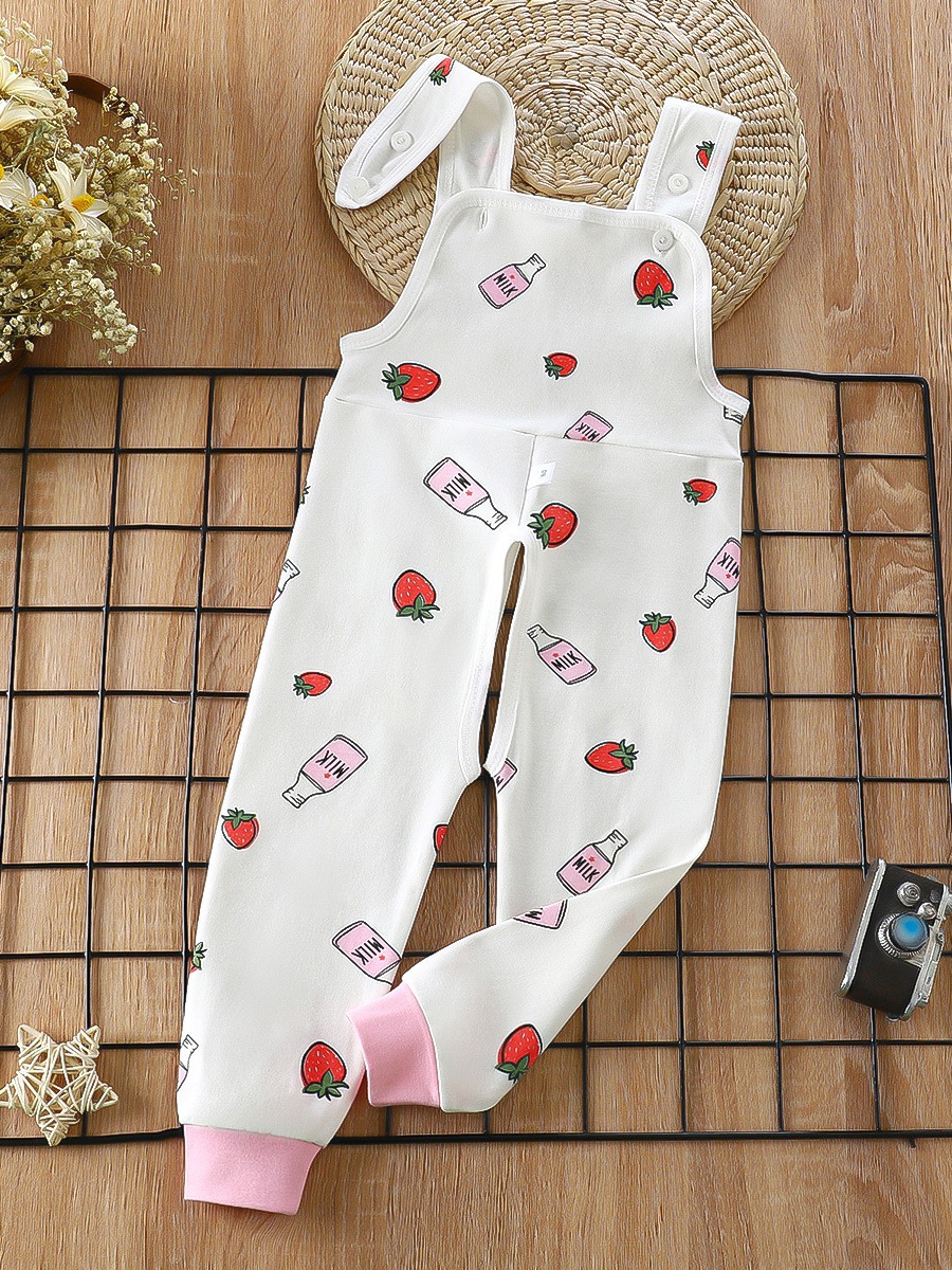 Children's spring and autumn suspender pants kindergarten nap pants baby high waist belly protection long pants boys and girls open-end home pants