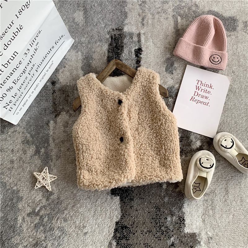 2024 Winter Clothing Girls' Polar Fleece Thickeneded Warm Vest Kidsren's Baby Style Warm Vest