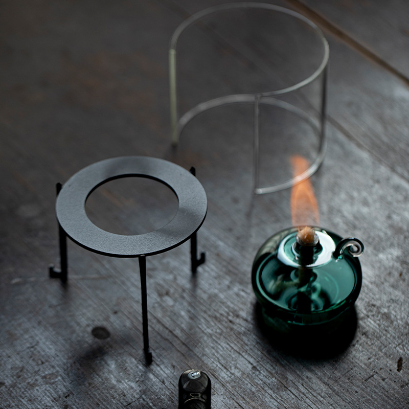 High borosilicate glass cover enclosure stove tea maker iron tripod hot tea maker heat preservation tea stove alcohol stove open flame