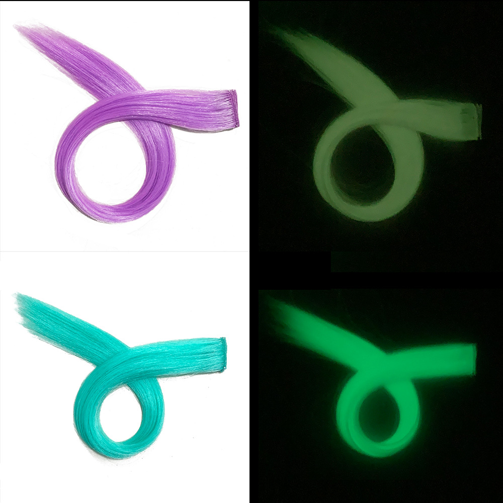 Luminous Hair Piece Color Hanging Ear Dyeing Wig Piece Absorbs Light First and Luminous Internet Celebrity Same Style Women's Straight Hair Extending Piece