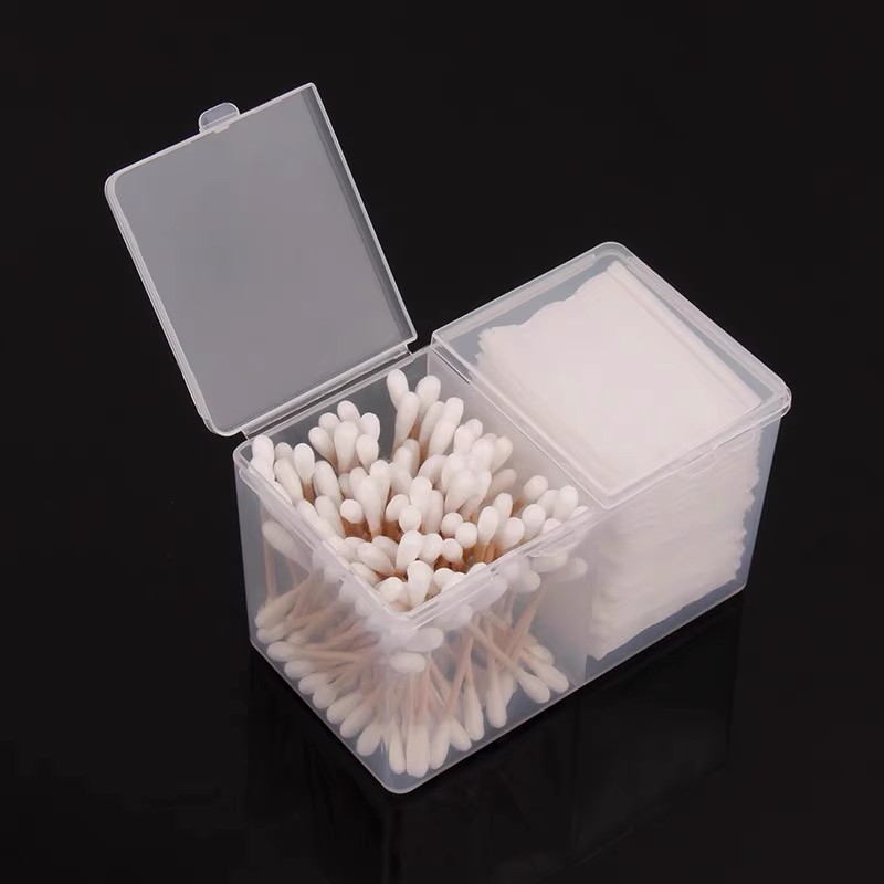 Transparent plastic cotton pad storage box tattoo embroidery special small box nail towel cosmetic cotton dressing table desktop cotton swab box