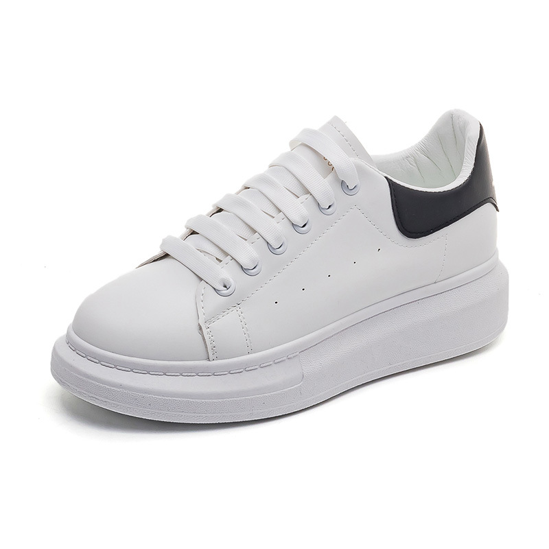 2025 New plus size McQueen White Shoes Men's and Women's Couple Student Sports Casual Men's Shoes Internet Popular Trendy High-height Shoes