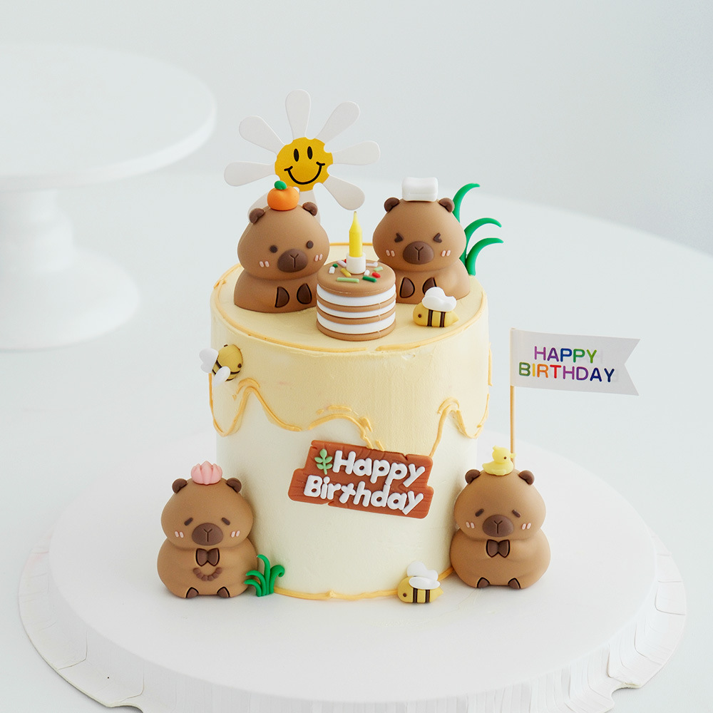 Internet-red Kapibala Capybara Cake Decoration Doll Ornaments Cartoon Animal Baking Desktop Children's Ornaments Car