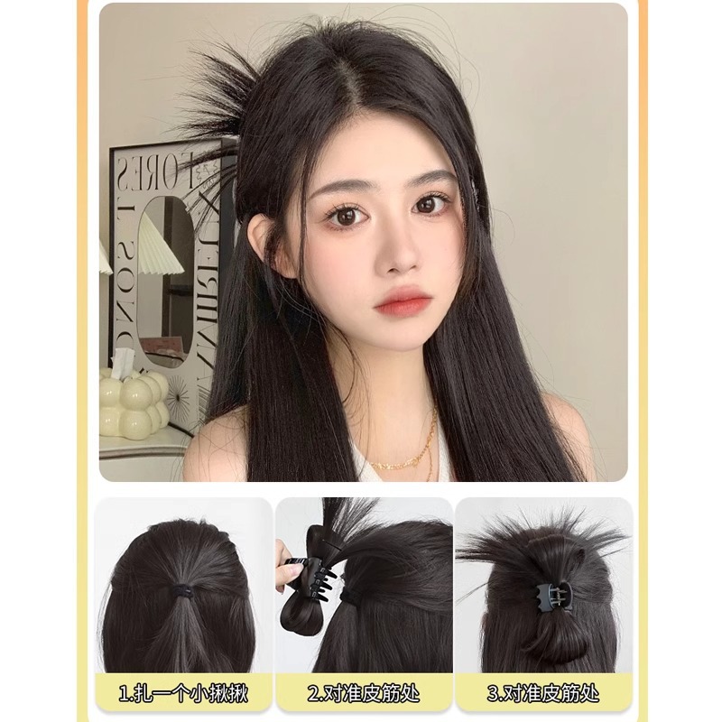 Chicken feather shuttlecock head shark clip women's head hair volume chicken nest Balls Head half hair clip New Hair package headdress