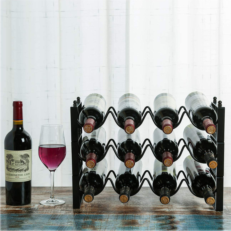 Wine storage rack wine bottle champagne storage and disassembly multi-layer Black Amazon Overseas warehouse furniture