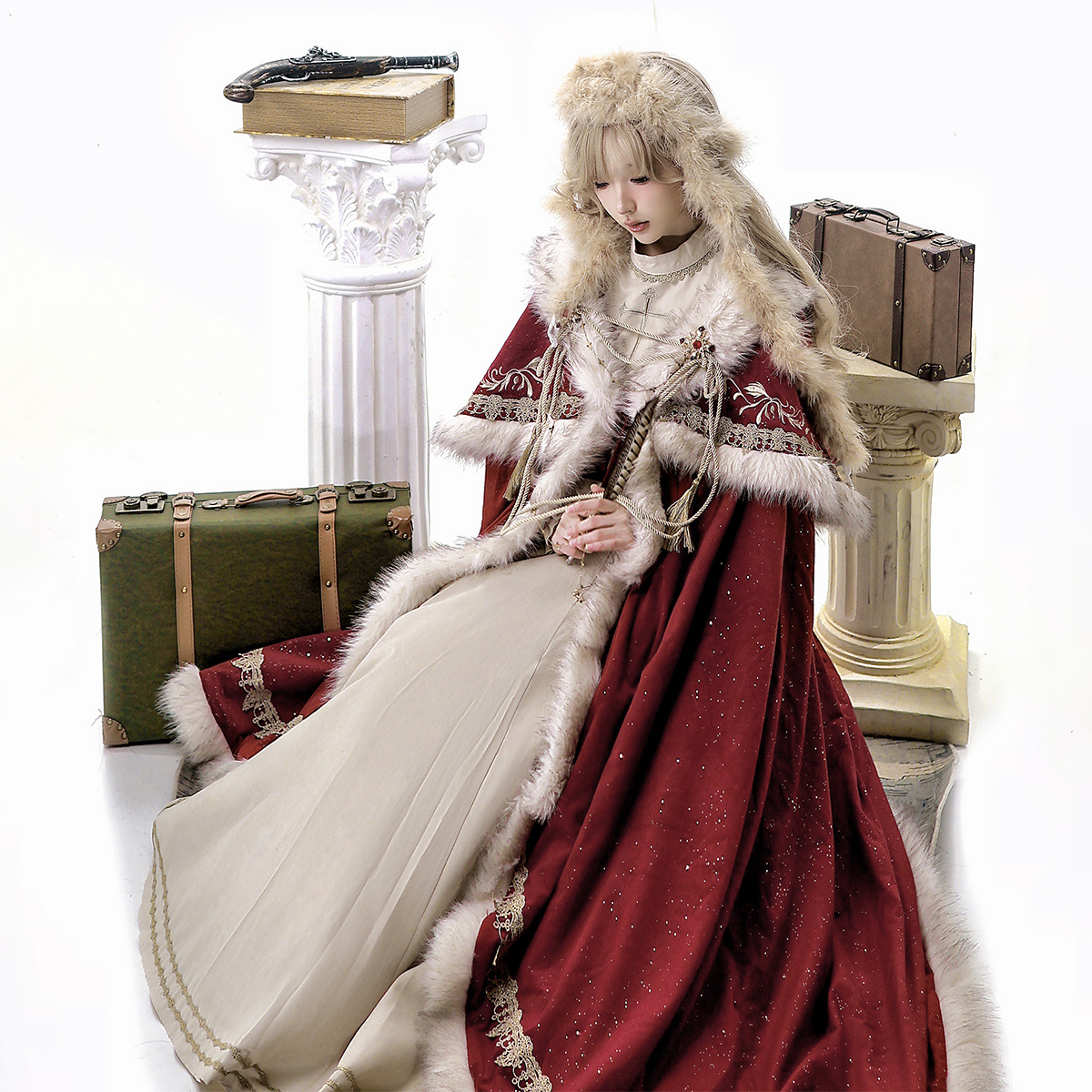 Xiongdoujiang Original Imperial Coronation Lolita Women's Lolita Cloak Dress Daily Sweet Outfit 9744