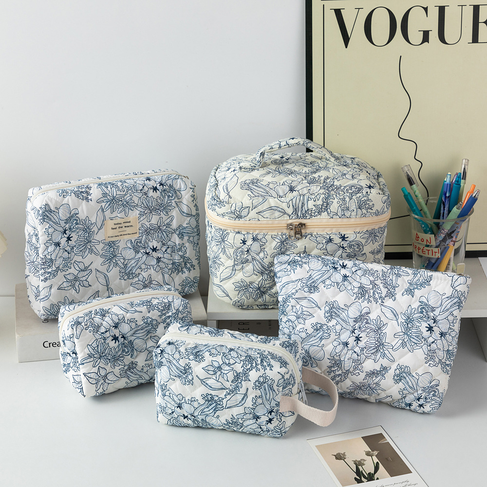 Маленькая симпатичная косметичка из хлопка, портативная сумка для хранения, цветочный дизайн