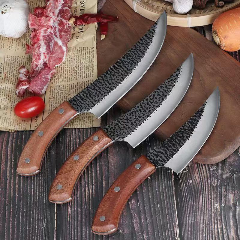 Curved Butcher's Hammer-Pattern Forged Boning Knife, Sharp Knife Specifically for Killing Pigs, Cattle, and Sheep, Portable Multi-Purpose Butcher's Knife with Sharp Edge