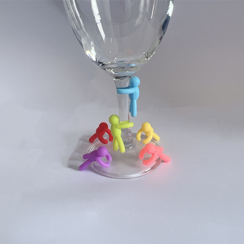 Silicone Wine Glass Clip Drink Cup Label Humanoid Marker Hotel Party Supplies