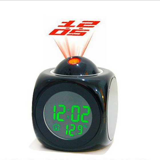 English Newspaper Clock Digital Projection Desktop Creative Digital Alarm Clock Time Projection 2028 Voice Broadcast Alarm Clock