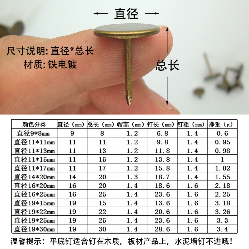 Flat Head Thumbtacks, Long Needle Tacks, Large Head Tacks, Round Head Nails, Furniture Hardware Accessories, Vintage New Chinese Style Sofa Nails