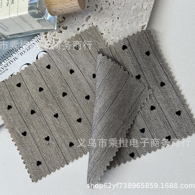 Новая жаккардовая ткань с флоком в виде сердца, ткань для платья, рубашки, костюма, детская одежда, ткань для DIY-резинки