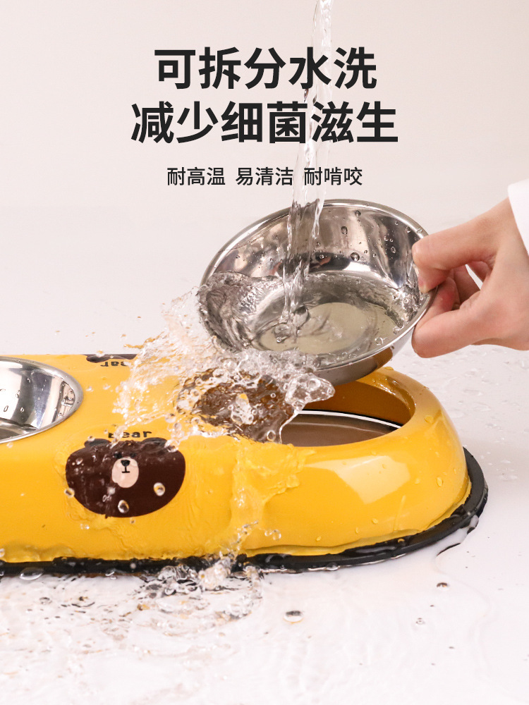 Dog Bowl, Dog Dish, Cat Bowl, Cat Food Bowl, Dog Food Bowl, Anti-Spill Double Bowl with Integrated Water Dispenser, Pet Supplies for Small and Medium-Sized Dogs