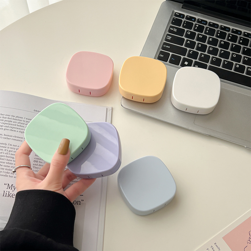 Simple Ins Style Contact Lens Box Leak-proof High-value Beautiful Pupil Box Portable Compact Double-link Accompanying Box with Mirror