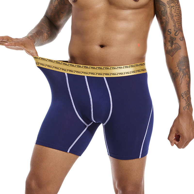 Large Size Sports Underwear, Extended Leg Men's Underwear, Pure Cotton Anti-Wear Leg Boxer Briefs, Men's Breathable Running Fitness Shorts